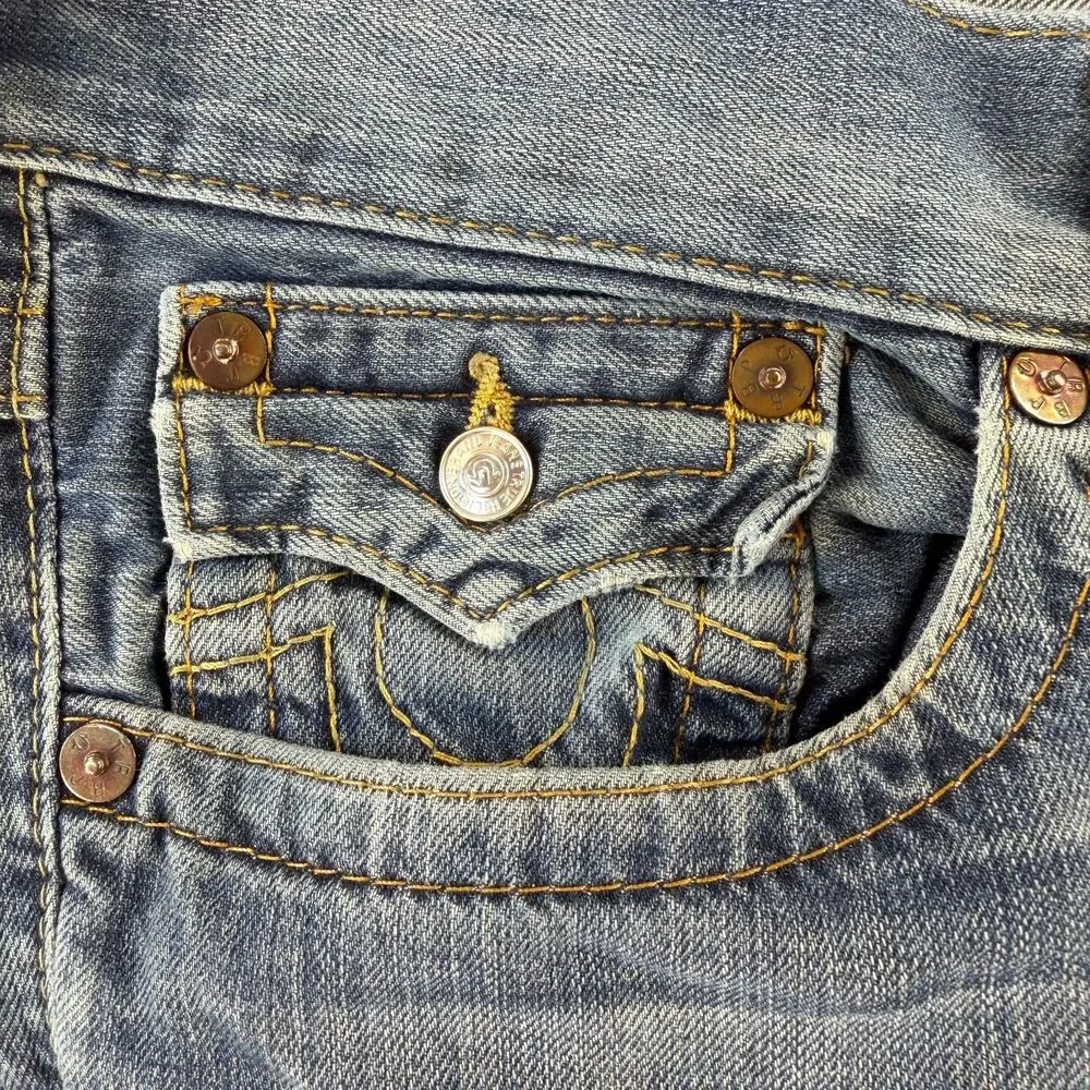 True Religion Billy Bootcut Jeans Mens 38 Blue Made USA 100% Cotton